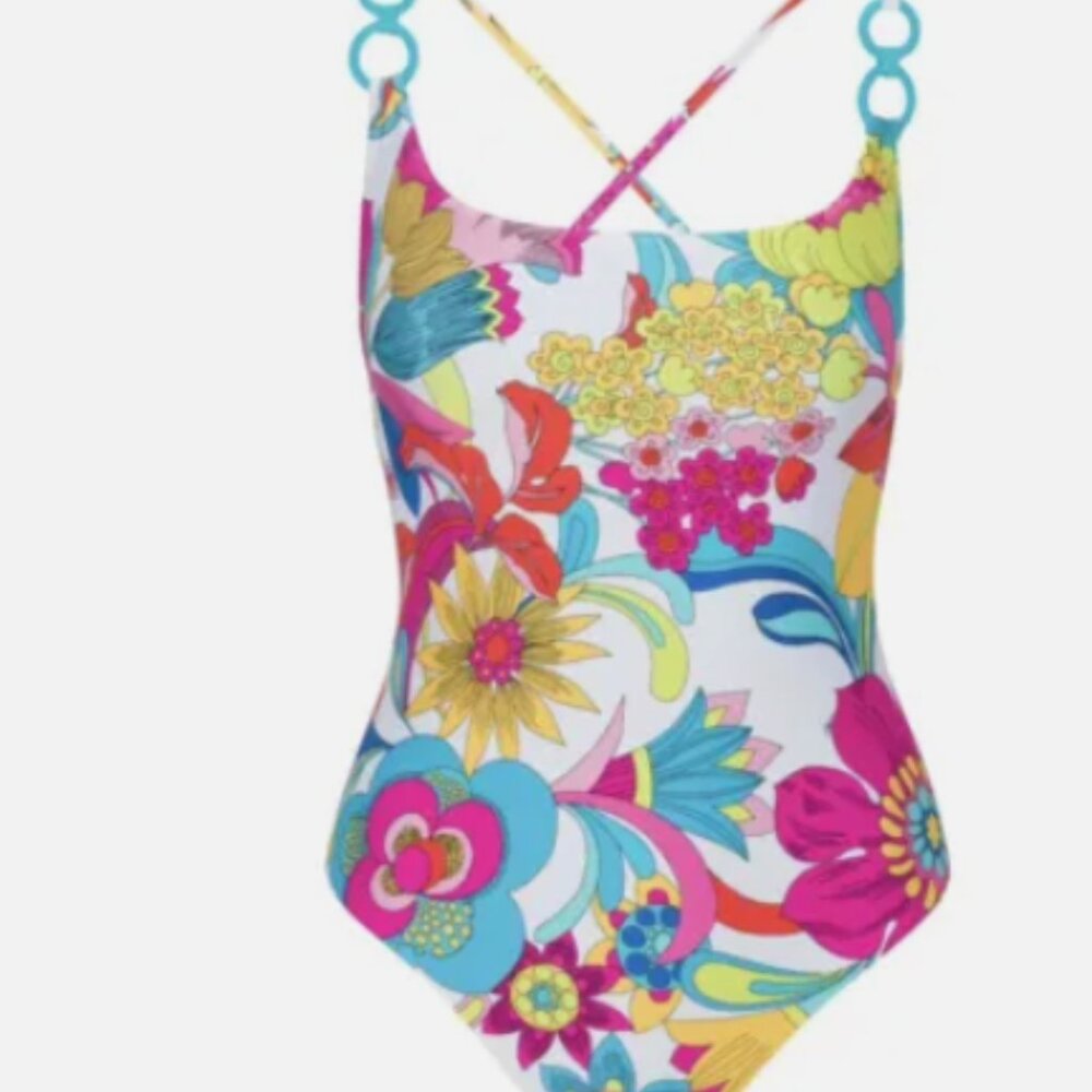 Trina Turk Fontaine Pop Art Convertible Twist Back One Piece Swimsuit NWT - Picture 5 of 5